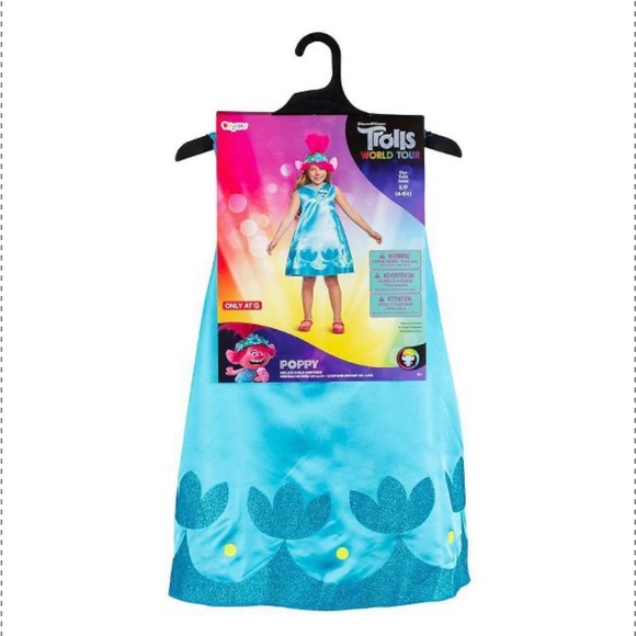 Trolls World Tour Poppy Deluxe Child Costume - Dress & headpiece with ears. - Picture 3 of 11